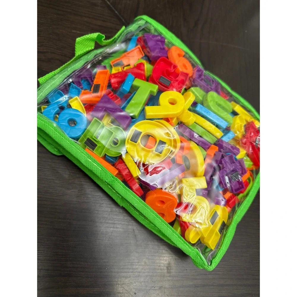 Magnetic Alphabet Letters and Numbers Set Colorful Plastic Educational Toy Bag